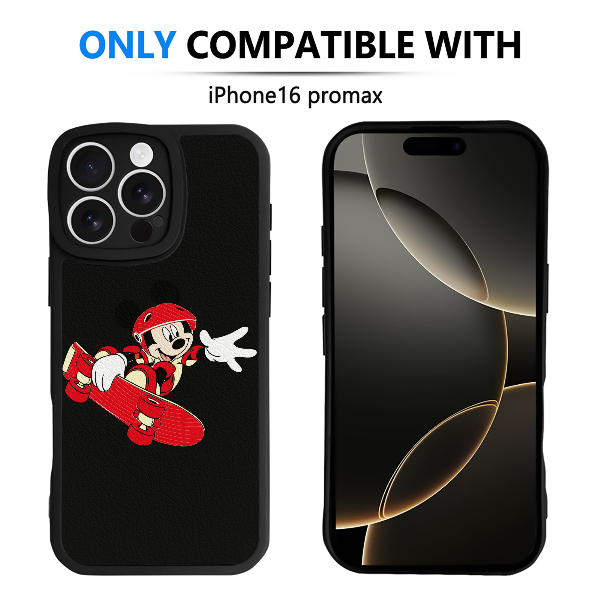 （画像用） ミッキーマウス Mickey Mouse 【iPhone 16シリーズ対応】シリコンスマホケース（レザー調） 材質：シリコン